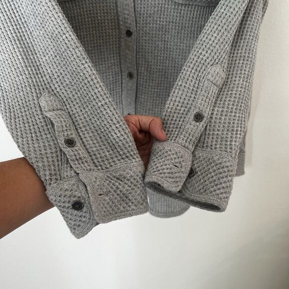 Aerie Lumberjane Cabincore Waffle Knit Button Down Oversized Shirt Women XS Gray - Picture 3 of 7